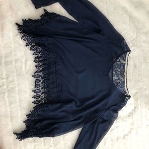 navy blue flow top